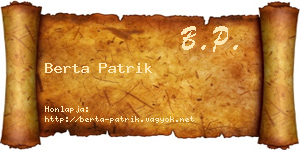 Berta Patrik névjegykártya
